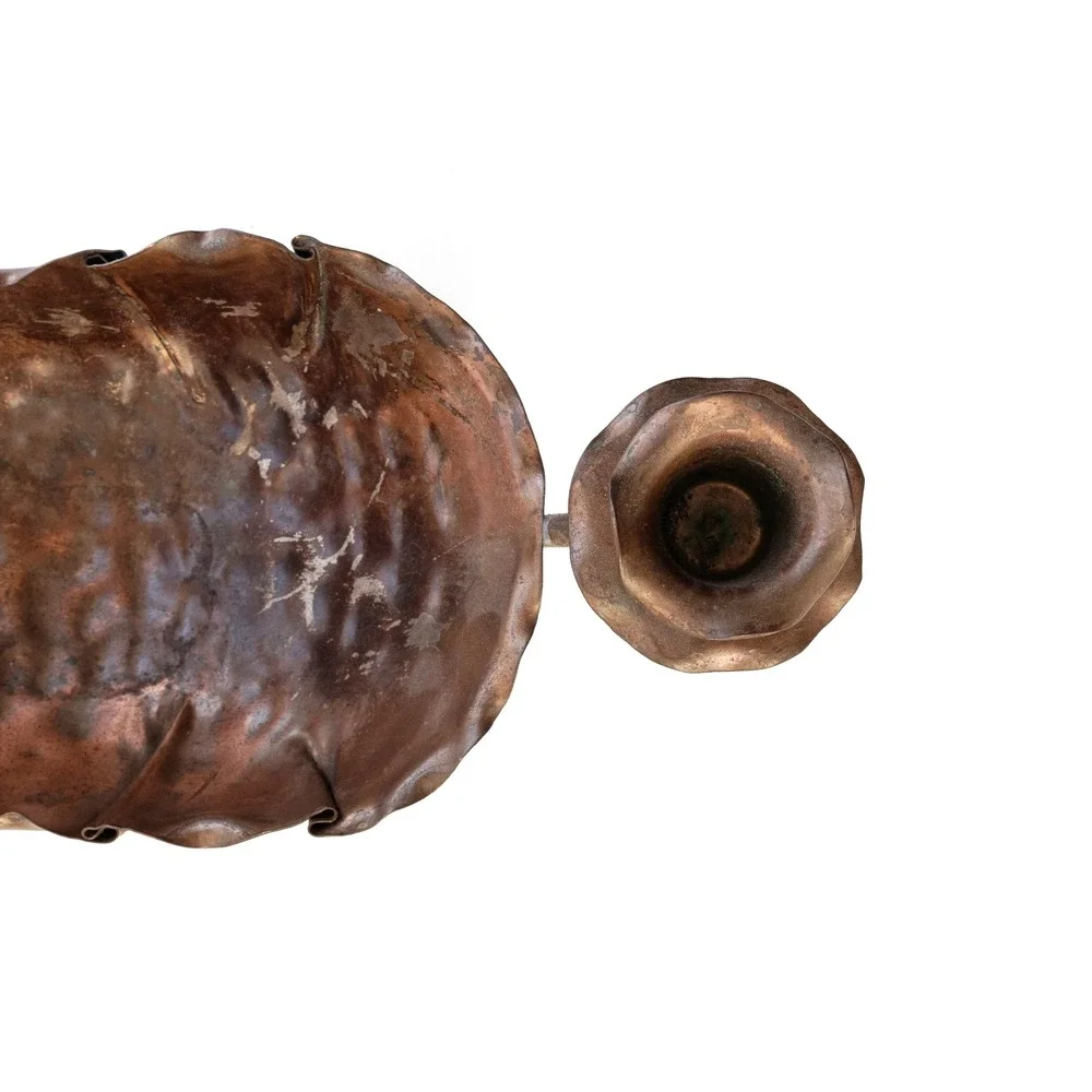 Vintage Gregorian Copper Centerpiece Bowl Candle Holder Set Cottagecore Rustic